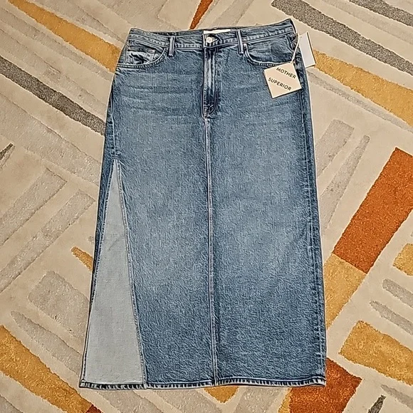 NWT Mother Superior The Split Second jeans skirt in strike a pose - Picture 8 of 13